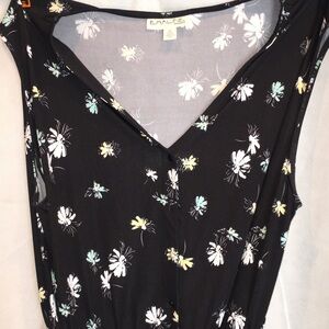 Emaline Woman Plus Size Black with Floral Print Sleeveless Jumpsuit | 2X